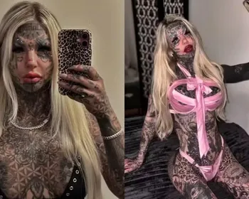 Mulher com 95% do corpo tatuado virá ao Brasil para nova modificação