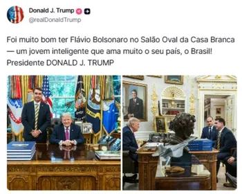 Trump se manifesta sobre encontro e elogia Flávio Bolsonaro