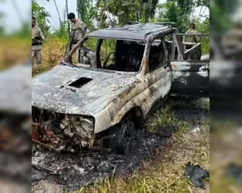 Veja como ficou carro de servidores queimado, com corpos carbonizados