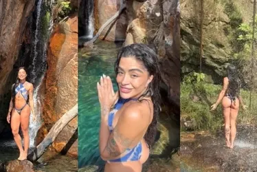 
				Aline Campos posa de biquíni em cachoeira e reflete: 'Não se culpe'
			
			