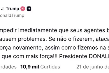 
				Trump ameaça voltar a atacar o Irã "com mais força" se não travar Hezbollah no Líbano
			
			