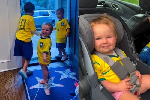 
				Babá brasileira veste bebês nos EUA com camisa da Seleção e vídeo viraliza
			
			