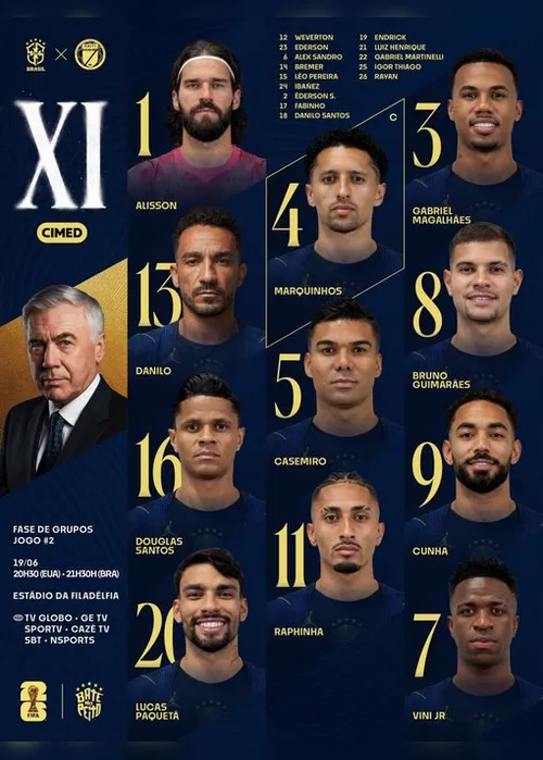
				Ancelotti faz mudanças na Seleção contra o Haiti; veja escalação
			
			