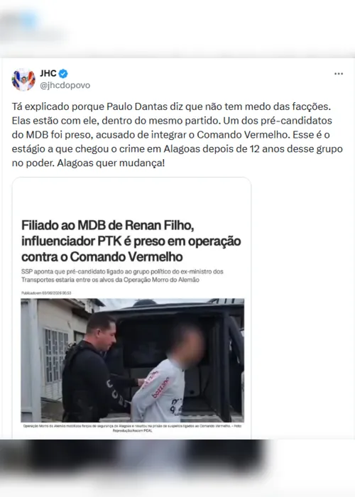 
				Caso PTK: ataque de JHC a Paulo revela autonomia da polícia em AL
			
			