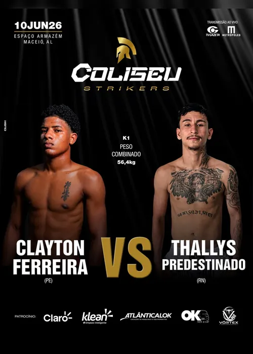 
				Coliseu Strikers: Segundo combate terá Clayton Ferreira contra Thallys Predestinado
			
			