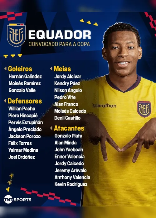 
				Equador anuncia convocação para a Copa do Mundo; veja a lista completa
			
			