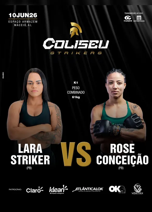 
				Lara Striker e Rose Conceição protagonizam combate feminino no Coliseu Strikers
			
			