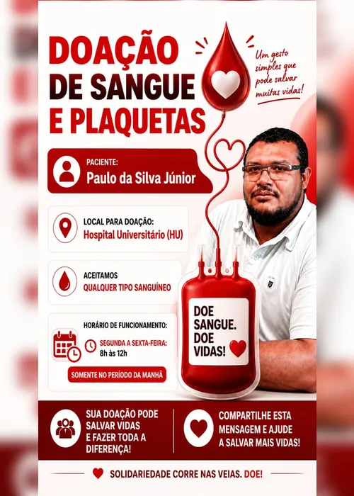 
				Família faz campanha por doação de sangue para paciente com leucemia; saiba como ajudar
			
			