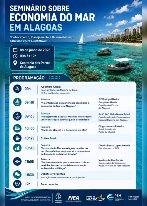 
				Seminário debate potencial da economia do mar em Alagoas e reúne especialistas em Maceió
			
			