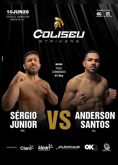 
				Sérgio Júnior e Anderson Santos se enfrentam no quinto duelo do Coliseu Strikers
			
			