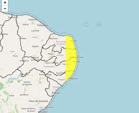 Alerta do Inmet aponta chuvas para 35 municípios de Alagoas até domingo
