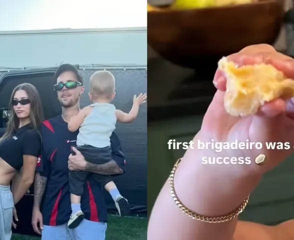Hailey Bieber mostra Jack, seu filho com Justin Bieber, comendo brigadeiro