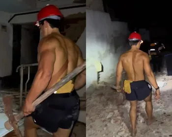 Influencer gera revolta ao posar sem camisa em escombros na Venezuela