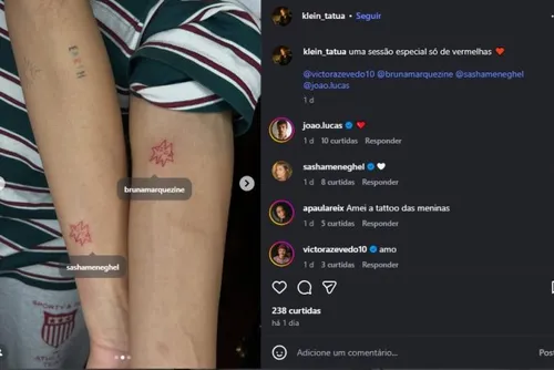 
				Bruna Marquezine e Sasha Meneghel fazem tatuagens iguais
			
			