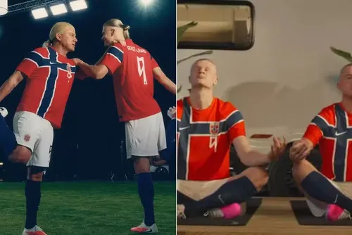 
				Estrela da Noruega, Haaland tem galã de cinema como 'sósia': 'Ele é lindo', diz jogador
			
			