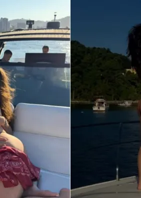 Rafa Kalimann posa de biquíni em passeio de lancha com Nattan; fotos
