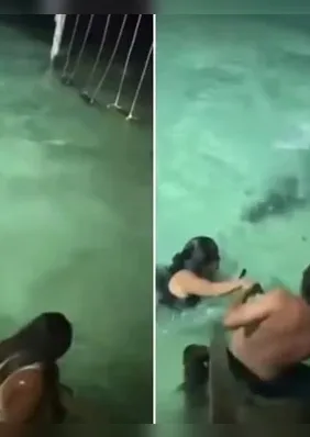 Turistas são surpreendidos por crocodilo durante banho noturno em resort; vídeo!