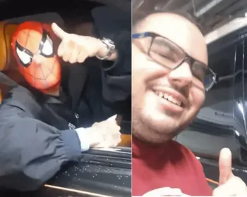 Fã encontra Neymar fantasiado de Homem-Aranha na saída de shopping