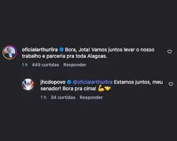 Lira e JHC trocam afagos após chapa oficializada: “Bora, Jota”