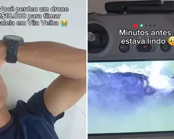Onda derruba drone de R$ 18 mil de influencer durante filmagem de baleias no ES