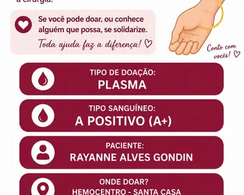 Paciente com deficiência do Fator V precisa de doações de plasma antes de cirurgia