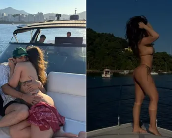 Rafa Kalimann posa de biquíni em passeio de lancha com Nattan; fotos