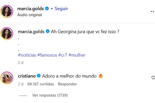 
				Comentário de Cristiano Ronaldo sobre corpo de Georgina Rodríguez viraliza
			
			