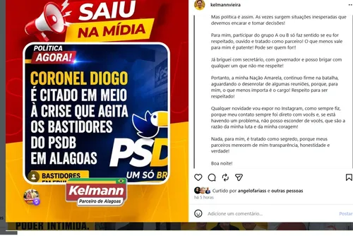 
				Kelmann revela crise no PSDB e desgaste com homem de confiança de JHC
			
			