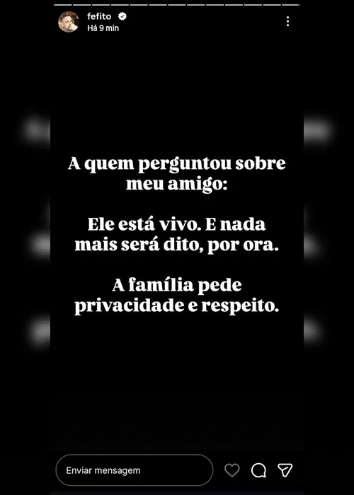 
				Após publicação de carta de despedida, amigo de Elian Matte atualiza estado de saúde do jornalista
			
			