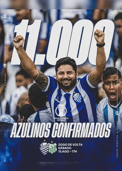 
				Com mais de 11 mil torcedores confirmados, CSA projeta estádio lotado para decisão
			
			