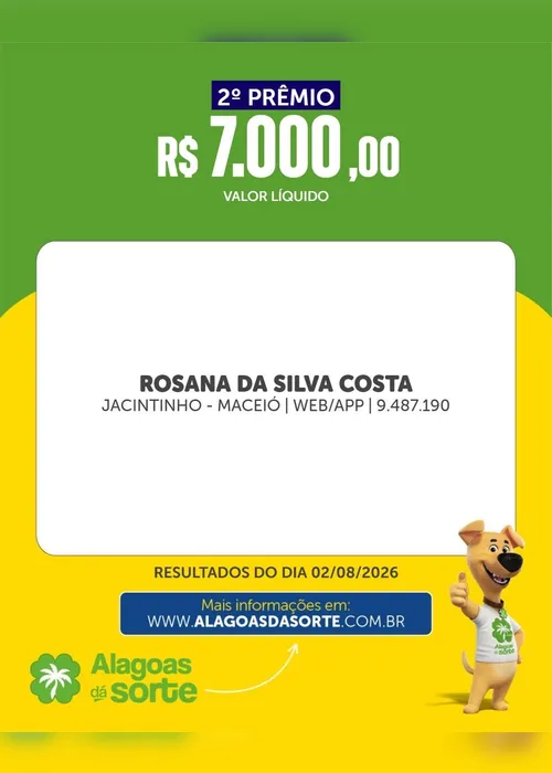 
				Confira os resultados do Alagoas Dá Sorte deste domingo (2/8)
			
			