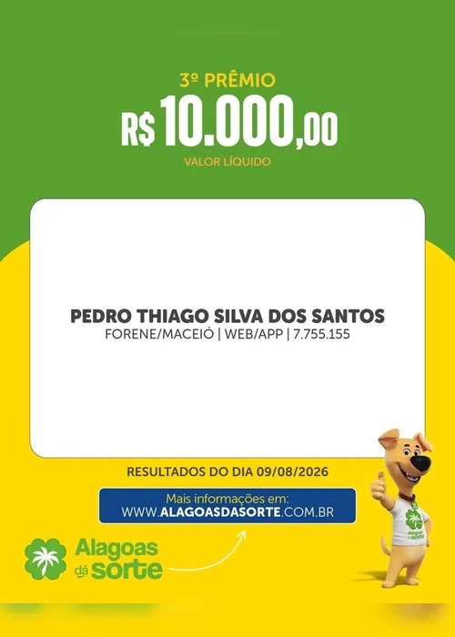 
				Confira os resultados do Alagoas Dá Sorte deste domingo (9/8)
			
			