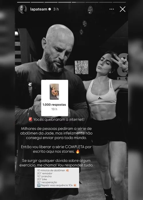 
				Personal de Jade Picon revela série de abdômen da influencer; veja
			
			
