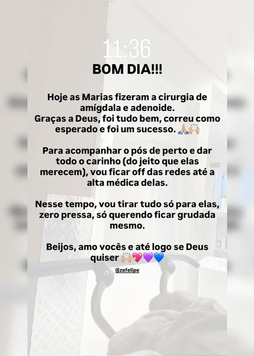 
				Virginia anuncia afastamento das redes após cirurgia das filhas
			
			
