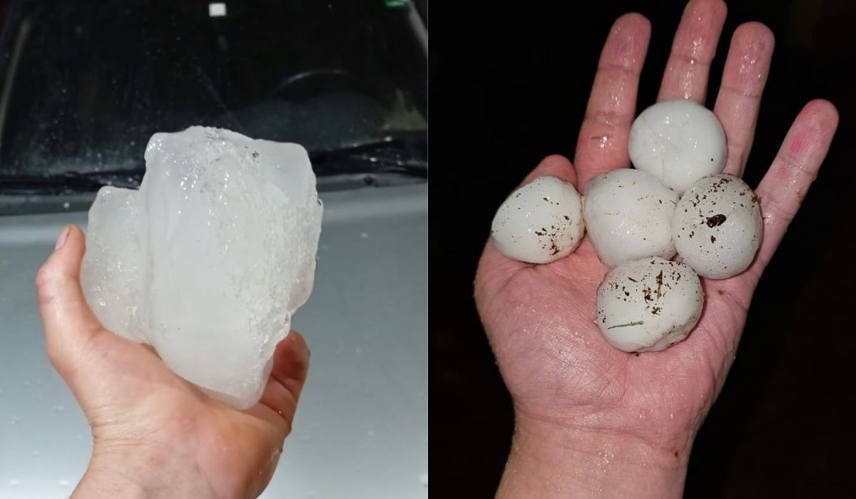 Imagem ilustrativa sobre Granizo do tamanho de bolas de tênis transforma quintal do Paraná em 'cenário de neve' e assusta moradores
