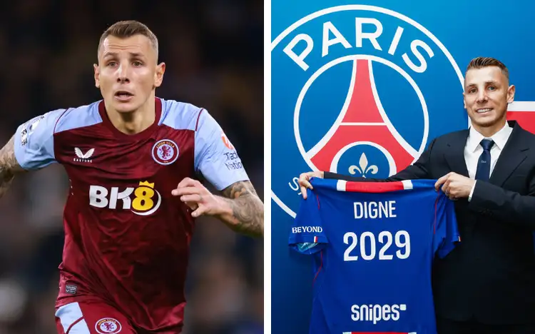Lucas Digne encara o Aston Villa após deixar clube inglês pelo PSG