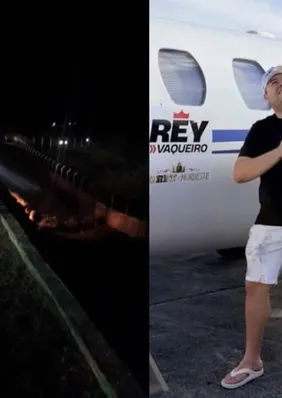 Avião do cantor Rey Vaqueiro sai da pista e pega fogo; artista estava a bordo