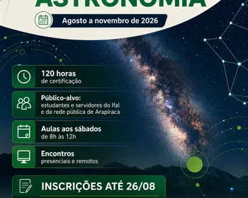 Curso gratuito de Introdução à Astronomia abre inscrições em Arapiraca