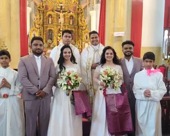 Gêmeos se casam com gêmeas em cerimônia celebrada por padres gêmeos