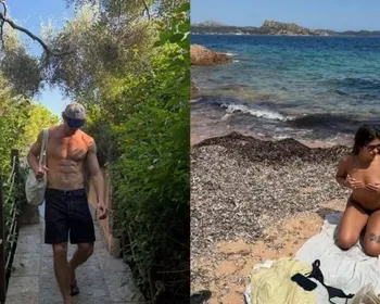 Pedro Novaes abre álbum de viagem com pose sem camisa e namorada de topless