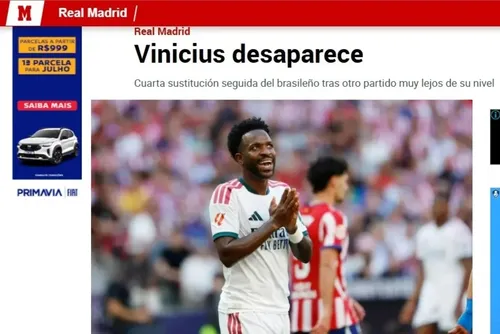 
				Jornal espanhol critica temporada de Vini Jr.: "Desaparece"
			
			