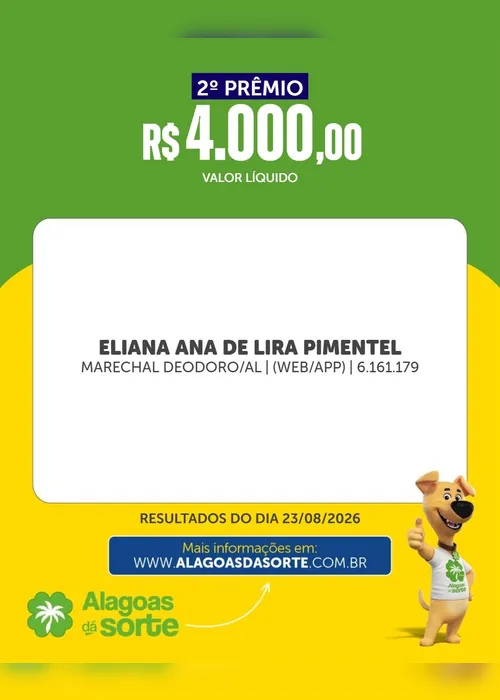 
				Confira os resultados do Alagoas Dá Sorte deste domingo (23/8)
			
			