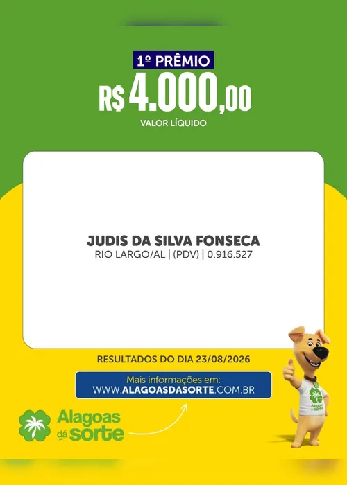 
				Confira os resultados do Alagoas Dá Sorte deste domingo (23/8)
			
			