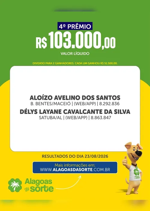 
				Confira os resultados do Alagoas Dá Sorte deste domingo (23/8)
			
			