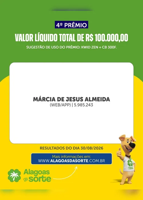 
				Confira os resultados do Alagoas Dá Sorte deste domingo (30/8)
			
			