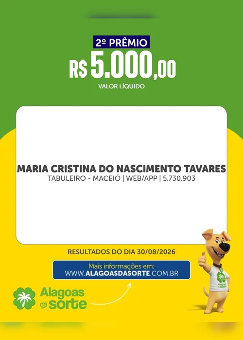 
				Confira os resultados do Alagoas Dá Sorte deste domingo (30/8)
			
			