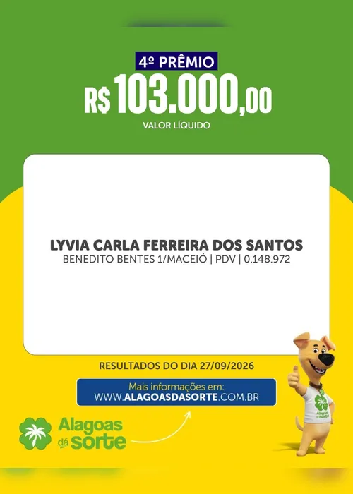
				Confira os resultados do Alagoas Dá Sorte deste domingo (13/9)
			
			