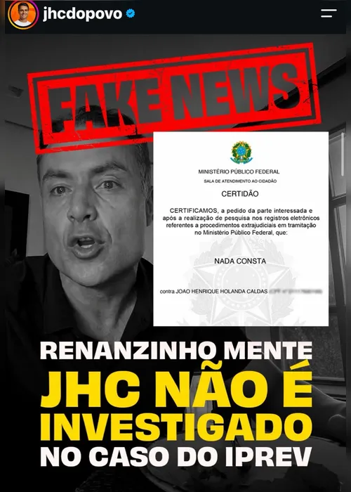 
				Supremo retira sigilo do caso Iprev-Banco Master: entenda o embate entre JHC e Renan Filho
			
			