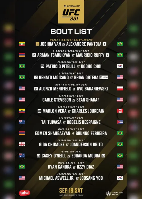 
				UFC 331: Maurício Ruffy encara Arman Tsarukyan em luta decisiva; veja onde assistir
			
			