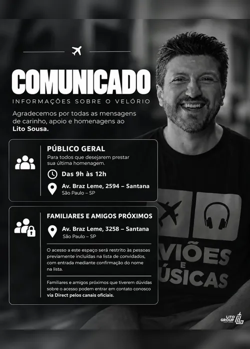 
				Velório de Lito Sousa será dividido em dois para receber fãs e familiares
			
			